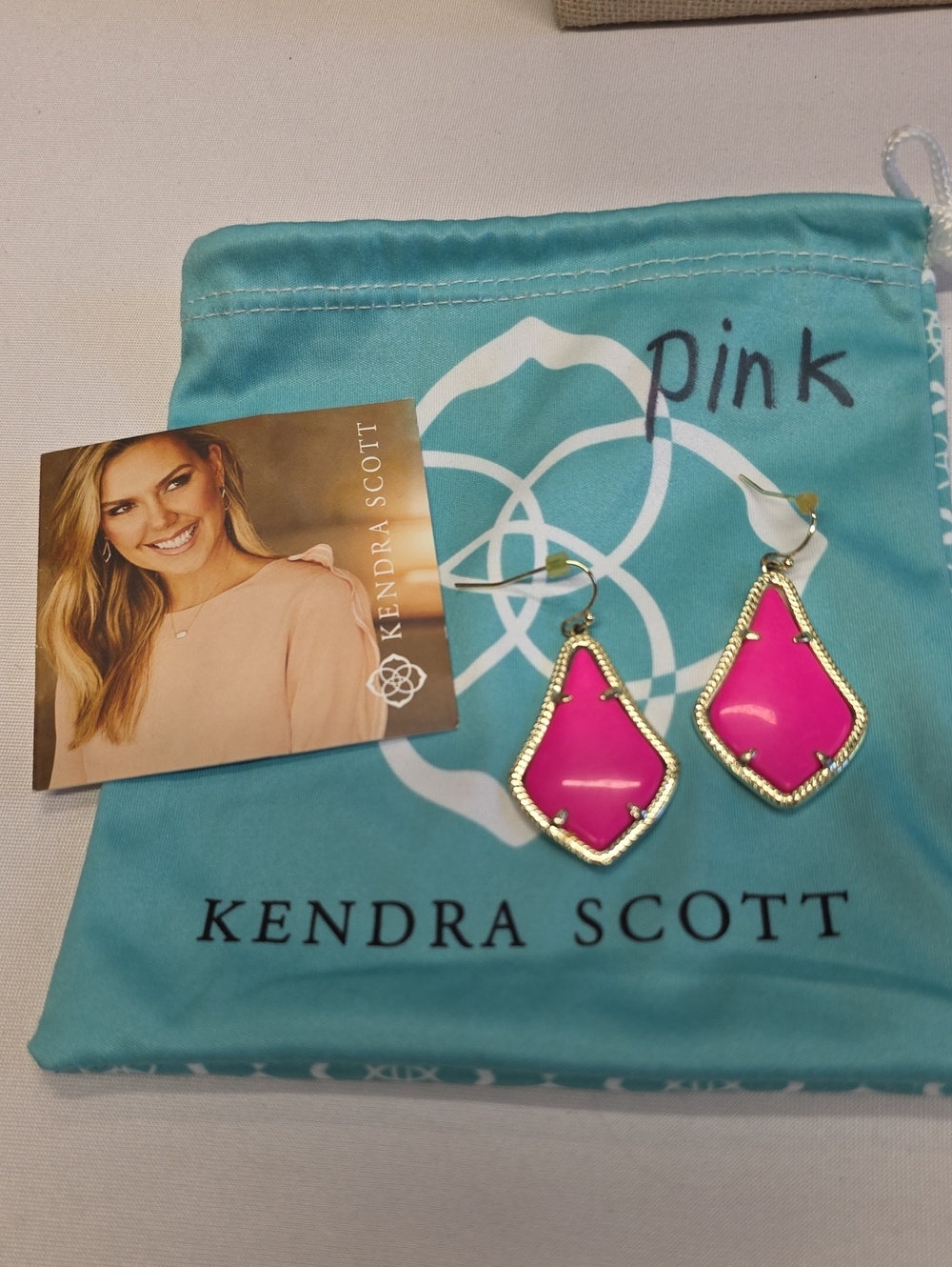 Kendra Scott Alexandra Drop Earrings in Magenta Pink Gold 14kgp Over Brass